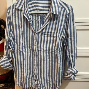 Blue and White Striped Button Down